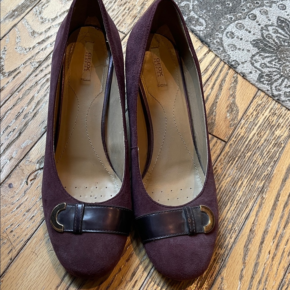 Geox Respirator Women's Plum Suede Heels with Buckle